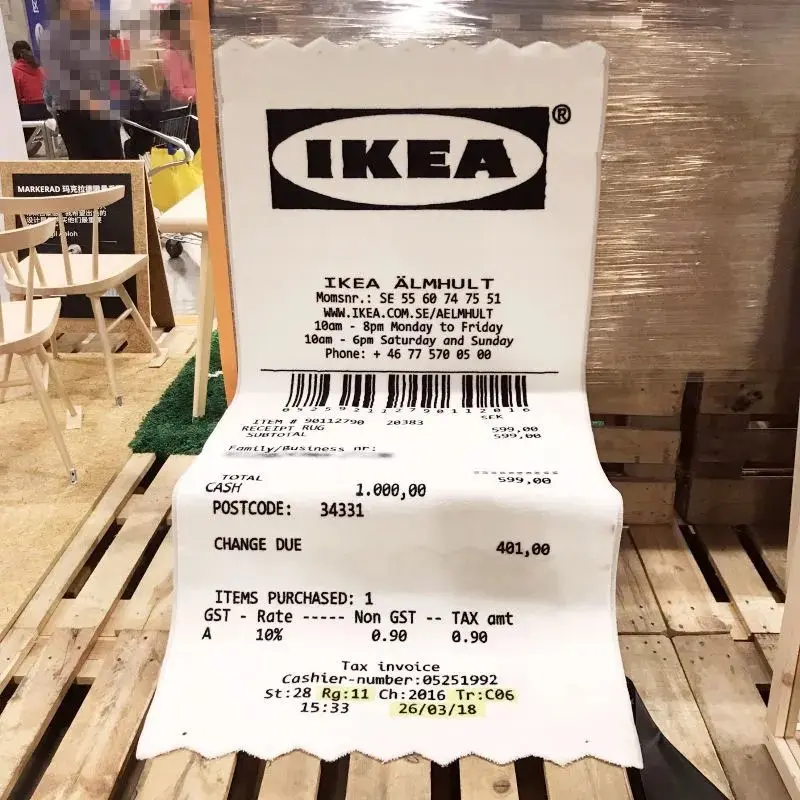 Ikea receipt carpet