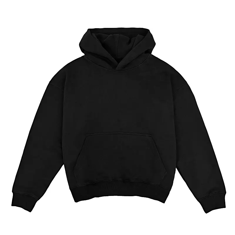 520 GSM Boxy Black Cotton Hoodie