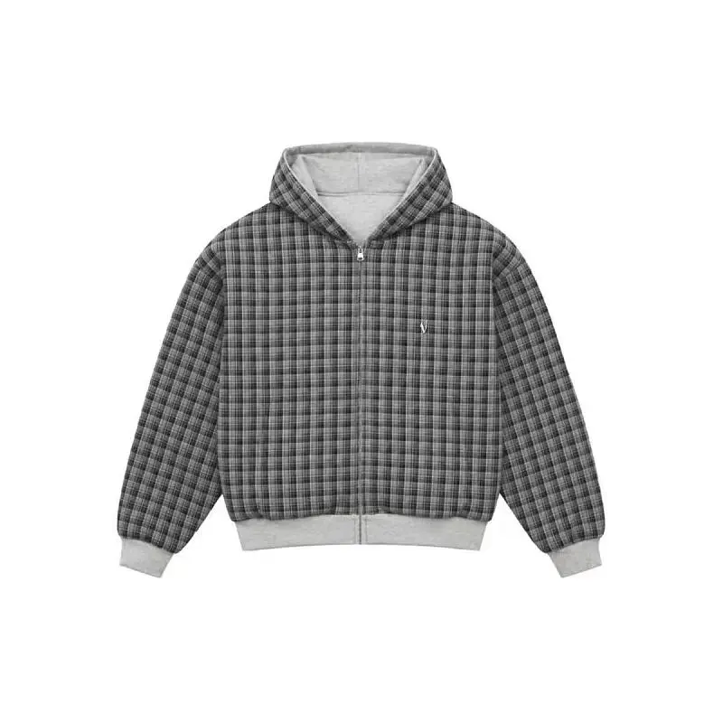 VRK Reversible Plaid Zip-Hoodie V2 (Light Grey/Slate Grey )