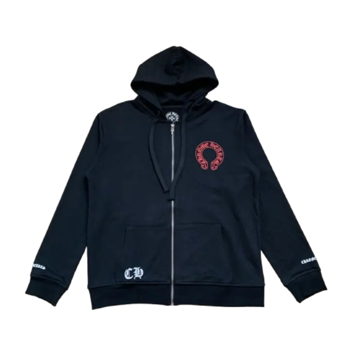chrome hearts red black zip