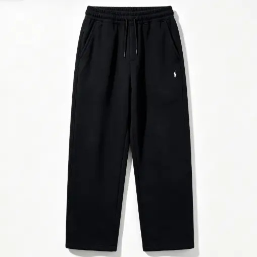 Street trend hip-hop casual elastic waist zipper loose solid color sports casual pants-MES