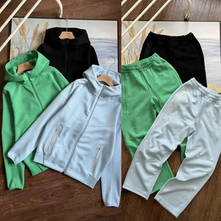 Spring/autumn new casual sporty air-layer hooded jacket and sweatpants set RM-MES