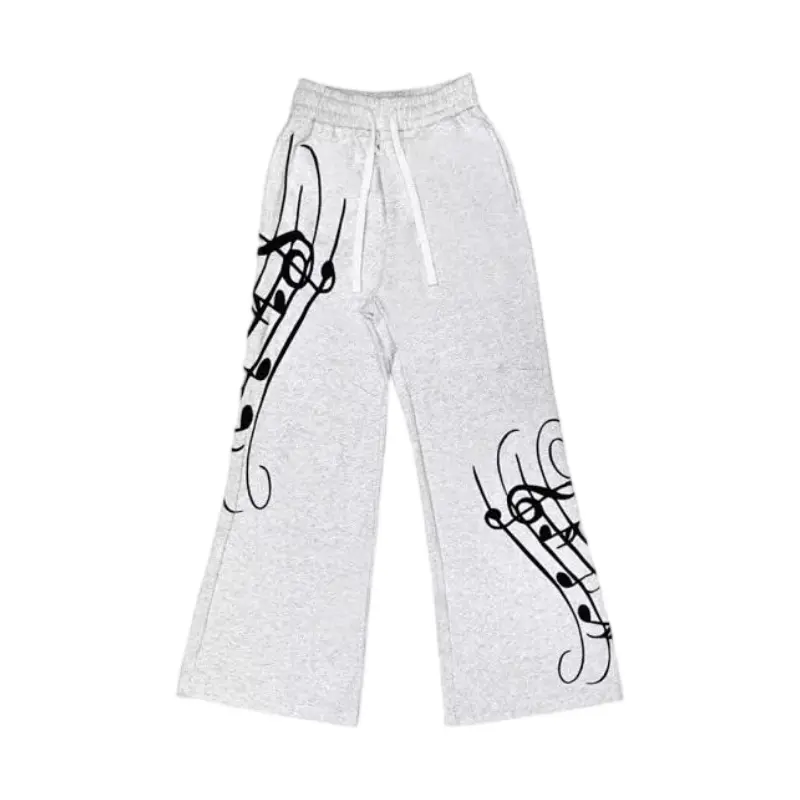 CHAI (Dismantling) Sports Music Score Embroidery Original Design Street Embroidery Casual All-match Loose Pants
