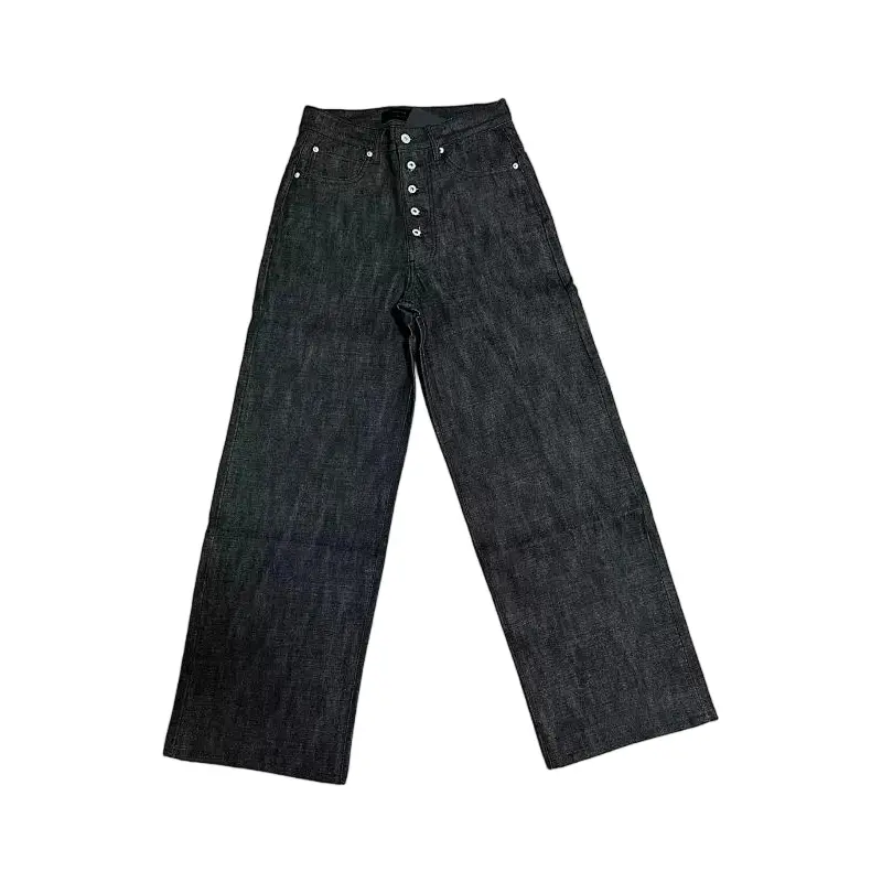 American vintage Nofaith Japanese-made red-seam raw denim bootcut jeans, button-fly, baggy fit.