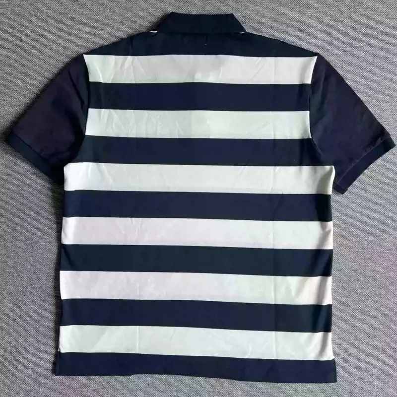 YL blue and white striped logo short-sleeve