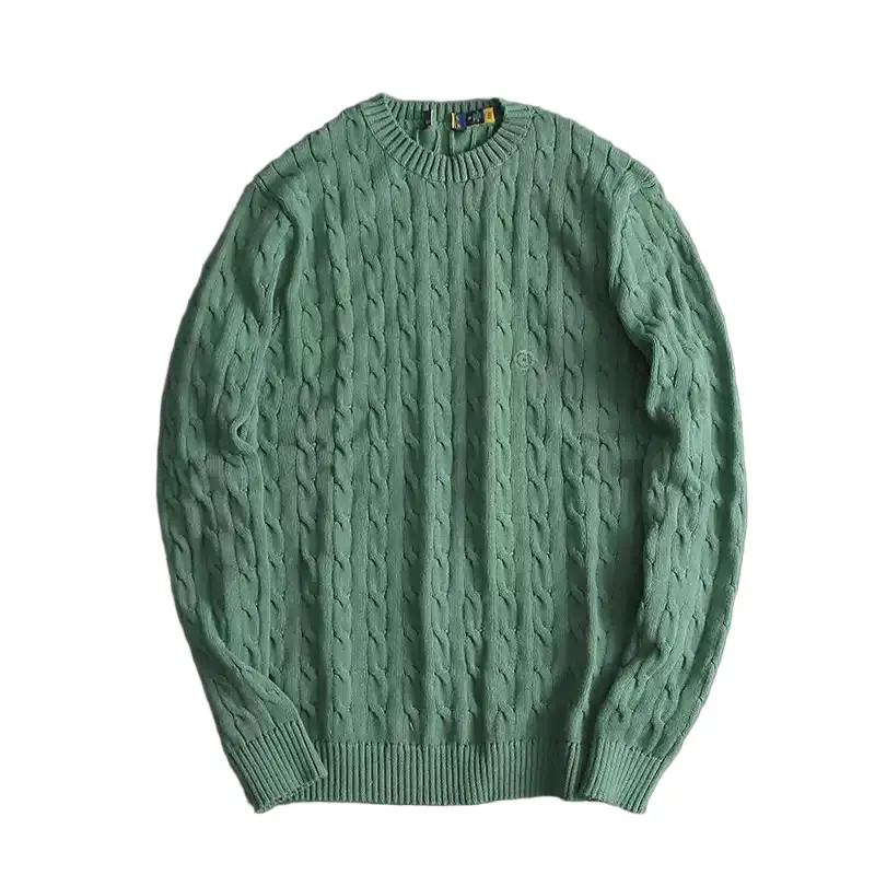 10-color new collection unisex long-sleeve crew-neck cable-knit sweater, loose-fit knitwear.